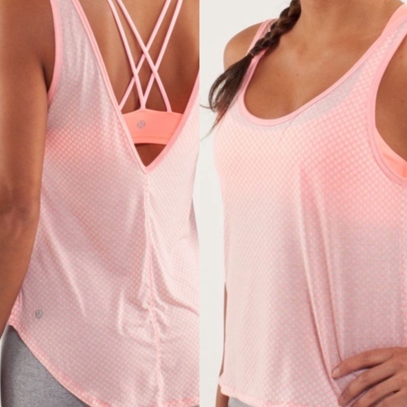HP Lululemon Burn It Out Tank Mesh Burnout Bleached Coral Size 10 - Picture 2 of 12
